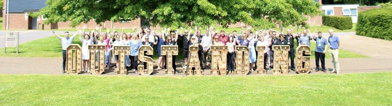 large Hadlow Group Photo Cheering Ofsted